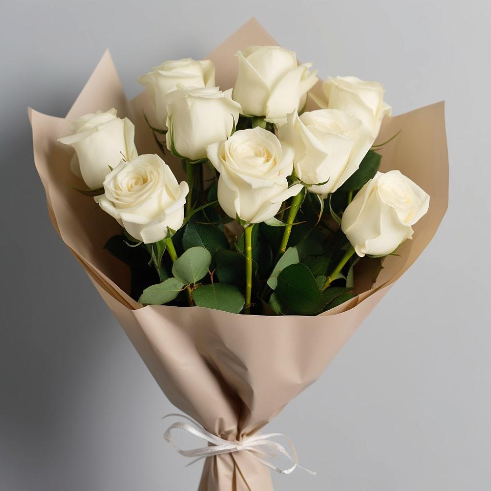 Букет 9 Белых роз Эдлесс Лав в Отказном