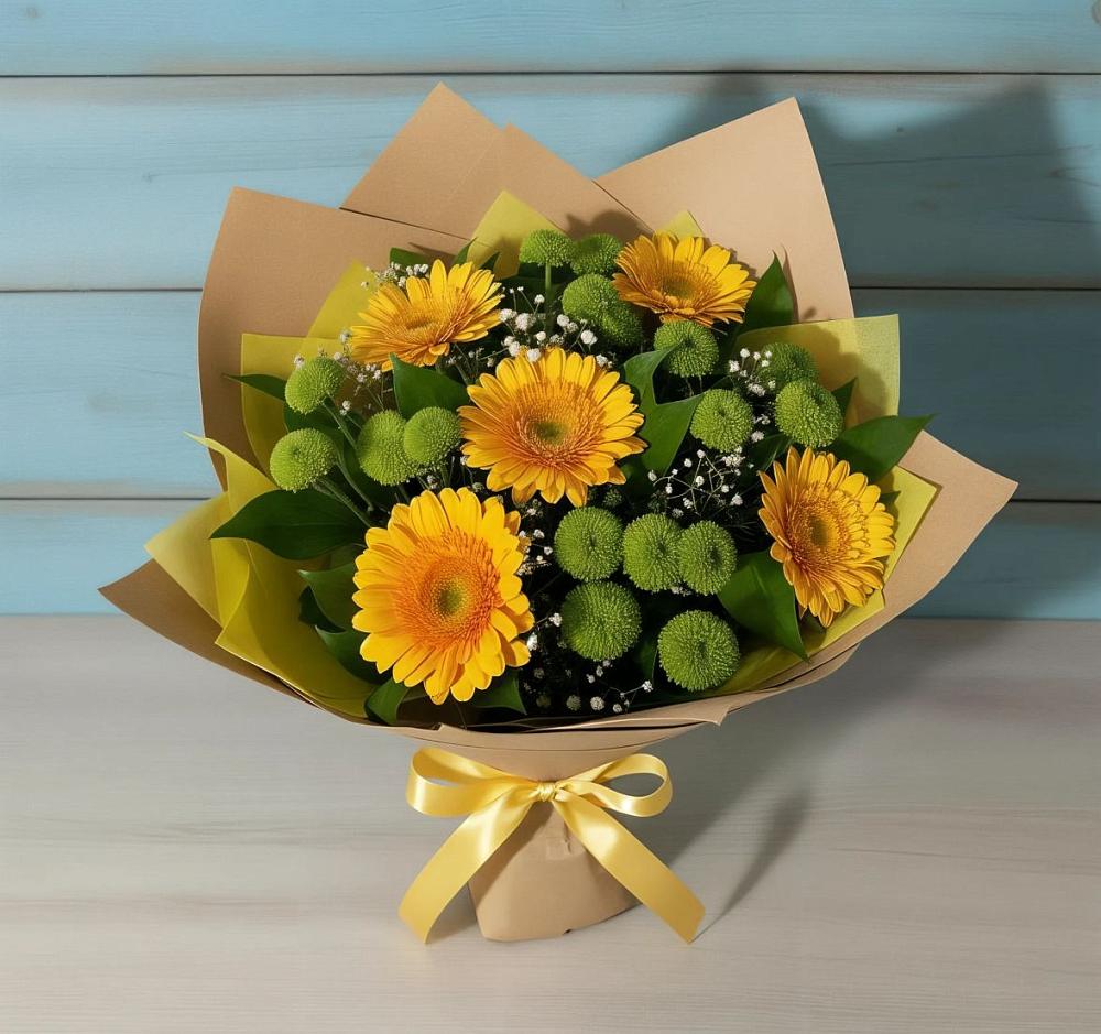 Букет цветов из: Герберы и Хризантемы в Отказном