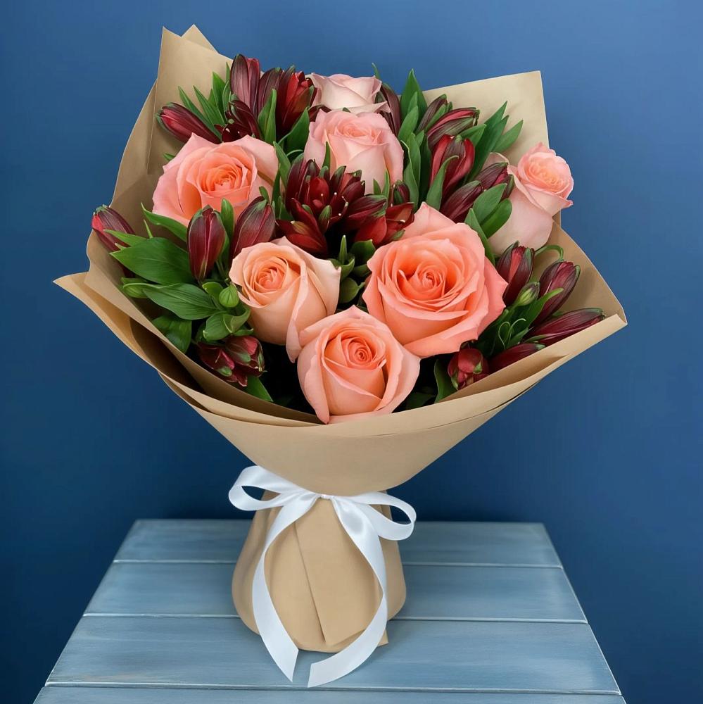 Букет цветов из: Розы и Альстромерии в Отказном