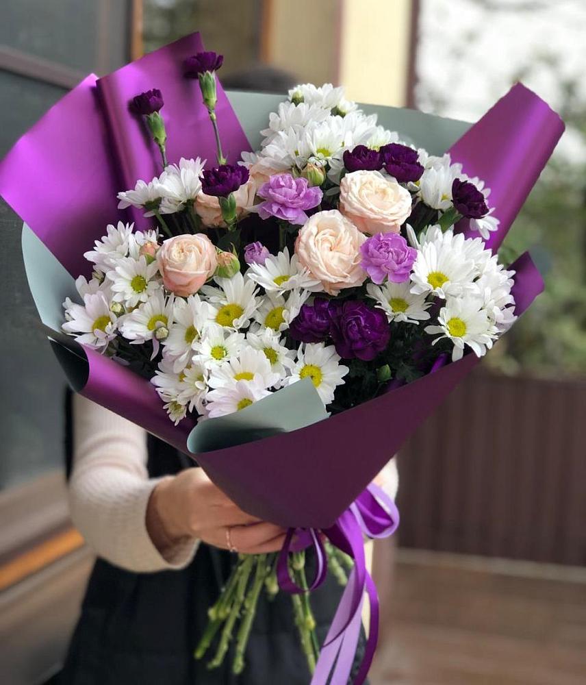 Букет цветов из: Хризантемы, Гвоздики и Розы в Отказном