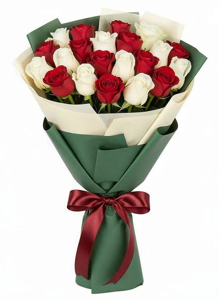 Букет Микс из красных и белых роз в Отказном
