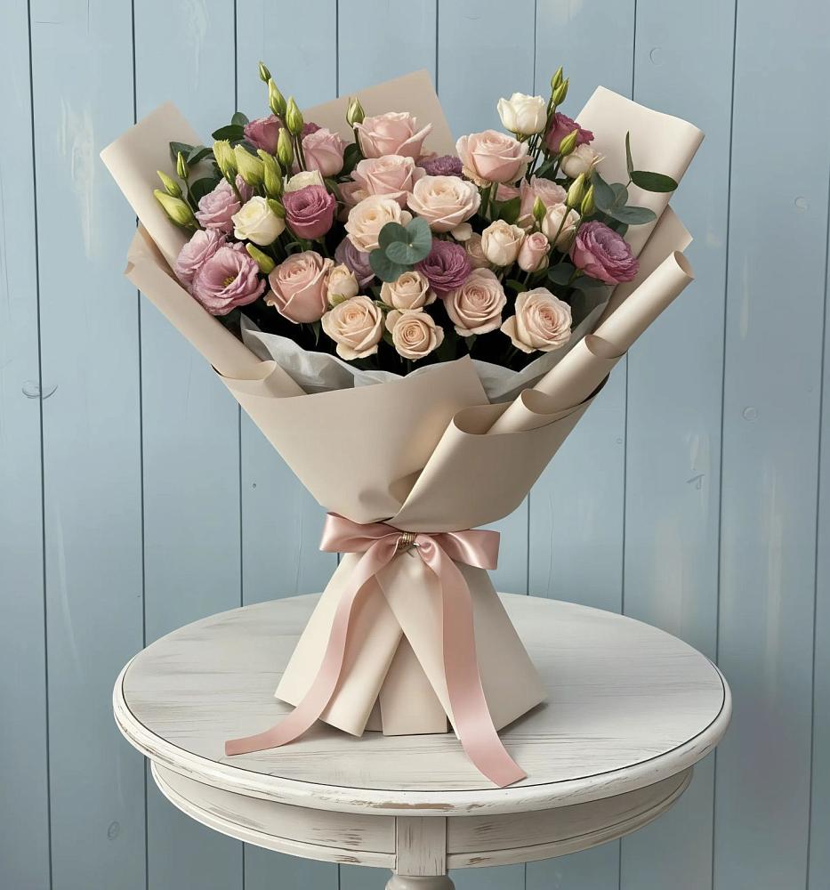 Букет цветов из: Розы и Лизиантусы в Отказном