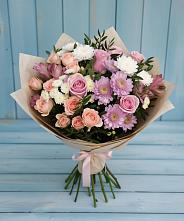 Букет цветов из:  Хризантемы, Розы и Альстромерии в Отказном