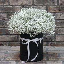 Цветочная композиция из Гипсофила в шляпной коробке в Отказном