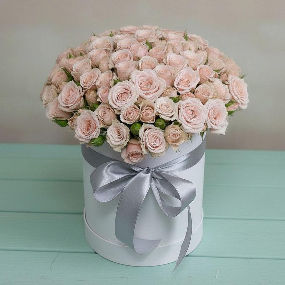 Цветочная композиция из Розы в шляпной коробке в Отказном